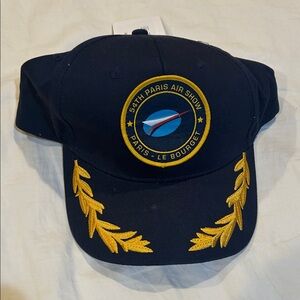 Paris Air Show Embroidered Baseball Cap - Navy with Gold Accent